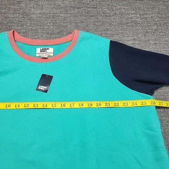 Lands End Womens Sweatshirt 2X Plus Sz Seafoam Teal Serious Sweats Pullover Top - Picture 2 of 10